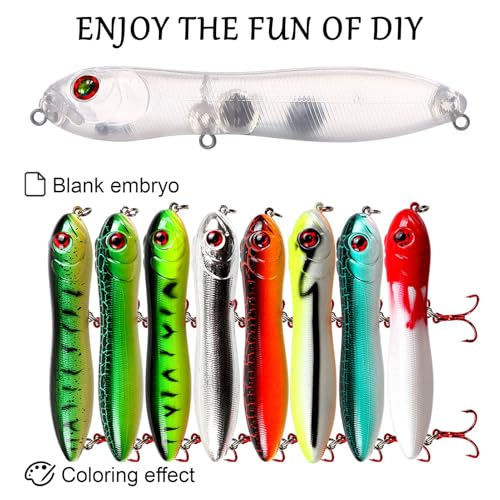 20pcs/25pcs Fishing Blanks Lures Kit Fishing Topwater Unpainted Swimbait Unpainted Crankbaits Hard Baits DIY Lure for Bass Salmon Trout Saltwater and Freshwater - color: 20PCS 3.74″/0.5oz