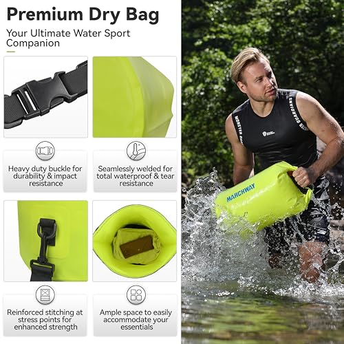 MARCHWAY Floating Waterproof Dry Bag Backpack 5L/10L/20L/30L/40L, Roll Top Sack Keeps Gear Dry for Kayaking, Rafting, Boating, Swimming, Camping, Hiking, Beach, Fishing - color: Bright Yellow, size: 10L