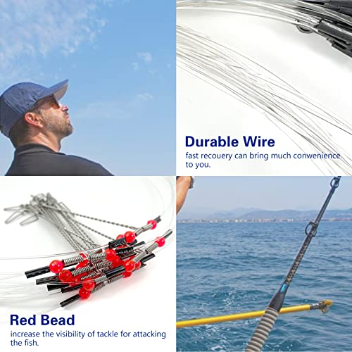 YOTO Fishing Tackle Leaders,Hi-Low Rig,Double Arms Saltwater Stainless Steel Leader with Swivels,High-Strength Fish Wire Gear Equipment, Fishing Gift - color: D2-Nylon Leader-70lb-24pcs