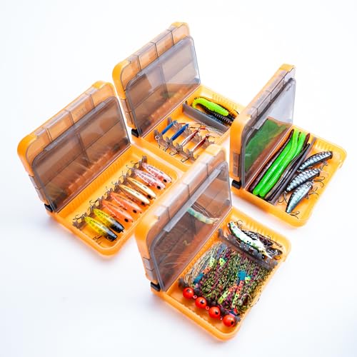 5 Pack Mini Plastic Tackle Boxes for Small Tackle Box Organizer, Ideal for Fishing Storage Containers, Kayak Fly Boxes Large - color: Orange Upgrade 5 pack