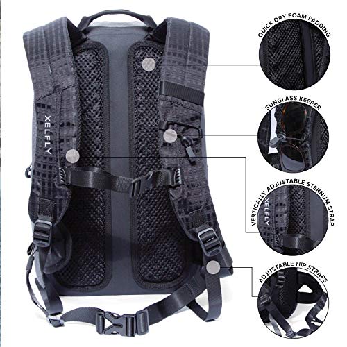 Xelfly Submersipack Waterproof Backpack - Submersible, Inflatable, Floating TPU Coated Durable Nylon Dry Bag with Airtight Zipper for Kayak, Fishing, Boating, Hiking, Paddle Board (Deep Blue, 25L) - color: Deep Blue