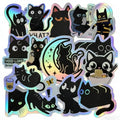 110Pcs Holographic Black Cat Stickers, Cute & Funny Vinyl Decals for Water Bottles, Laptop, Phone Case, Journal, Scrapbooking - style: Black Cat Stickers