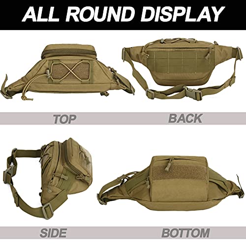 Tactical Fanny Pack, Military Waist Bag Hip Belt Bumbag Utility Bags for Outdoor Hiking Climbing Fishing with U.S Patch (Black+Green) - color: 2 Pack Black+Green