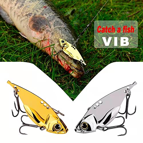 5 Pack Metal Blade Baits for Bass Fishing Lures Hard Metal VIB Fishing Spoons Crankbaits Swimbaits for Trout Walleye Crappie Saltwater Blade Bait Fishing - color: Silver Blade Baits_5pcs/box