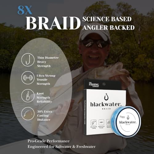 Blackwater Braid 8X Braided Fishing Line – Smooth, Strong UHMWPE Fiber – Abrasion Resistant, Zero Stretch – for Saltwater & Freshwater - color: Blue Camo, size: 8LB (500 Yards)