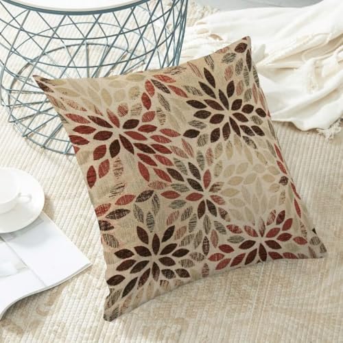 AEIOAE Burgundy Red Pillow Covers 18 x 18 Inch Set of 2, Rustic Geometric Dahlia Flower Decorative Throw Pillow Covers Farmhouse Floral Cushion Covers for Couch Home Sofa Outdoor Decor - color: Burgundy Red Floral, size: 18" x 18" (Pack of 1)