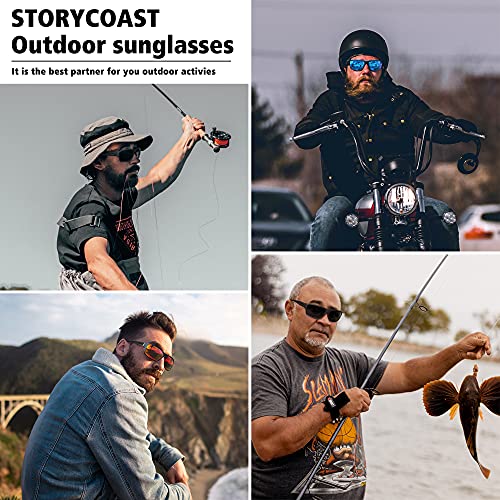STORYCOAST Polarized Sports Sunglasses for Men Women Unbreakable Frame Cycling Fishing Driving - color: 3pack-red+blue+green