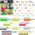 Crappie Lures Tube Lures Jigs Heads Worms Swimbaits Kit, 165, 124, 50 Pcs Pre-Rigged Crappie Jigs Tube Hooks Soft Plastic Grub Worms Baits for Bass Trout Freshwater Saltwater Fishing - color: 130 Pcs - Crappie Lures Tube Lures