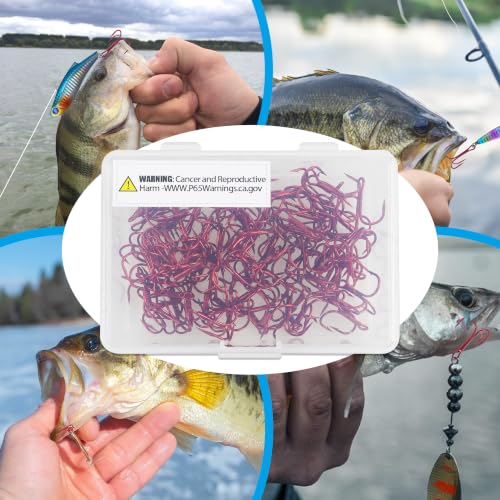 Treble Fishing Hooks, 110pcs Super Sharp Triple Fish Hook Classic Round Bend High Carbon Steel Treble Hooks Barbed for Catfish Bass Trout Freshwater Saltwater - color: Red, size: 110pcs 10#