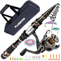 PLUSINNO Fishing Rod and Reel Combos - Carbon Fiber Telescopic Fishing Pole - Spinning Reel 12 +1 Shielded Bearings Stainless Steel BB - color: X-Full Kit With Carrier Bag, size: 1.8M 5.91FT