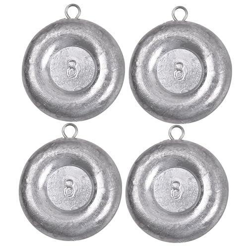 Disc Sinkers Fishing Weights Coin Sinker Weights Saltwater Surf Fishing Weights Bottom Drifting Trolling Catfishing Gear Tackle Fishing Sinker Weights 1oz 2oz 3oz 4oz 5oz 6oz 8oz - style: 8oz-4pcs
