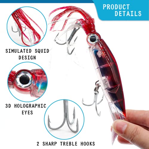 Squid Swimbait Fishing Lures - Tail Octopus Jig Head Glow Soft Plastic Lures - Trout Bass Fishing Baits Kit - color: A-octopus fishing jig 5pcs 5.51in/1.41oz