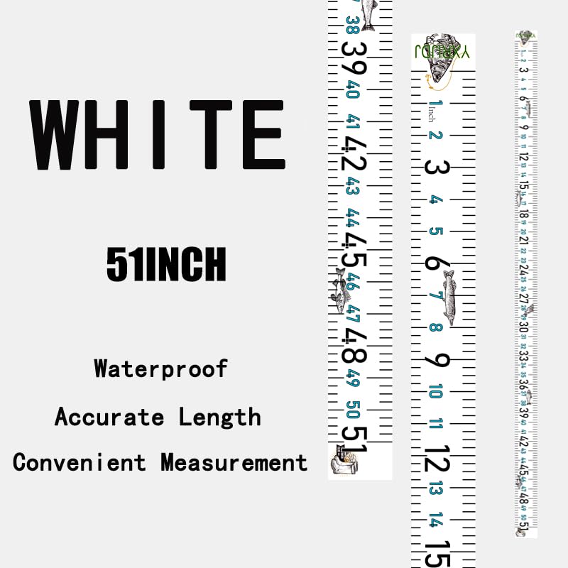 Fishing Ruler for Boat 51" Self-Adhesive Fish Measuring Decals 3 Pack Waterproof Self Adhesive Measuring Ruler Tape (White) - color: White