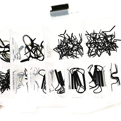 Kalavarma Fly Fishing Rod Repair Guide Kit Classic Fly Rod Wire Loop Fly Tops Sliver,Black,Gun Smoke Color - color: Black