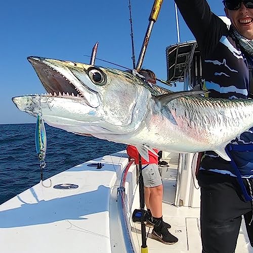 Goture Fishing Jigs,Vertical Jig Saltwater, Jig Fishing Lures with Assist Hook and Treble Hook, 7g-80g Fishing Jigging Spoon Lures for Tuna,Salmon,Sailfish,StripedBass,Grouper Snapper,Kingfish - size: 1.41oz/40g