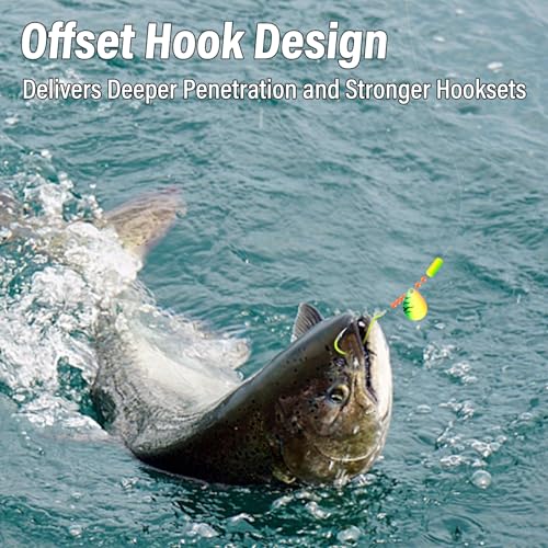 Dr.Fish 30 Pack Octopus Hooks, #10-#10/0, Offset Beak Circle Hooks for Saltwater & Freshwater Fishing, High Carbon Steel Catfish, Bass, Tuna, Snapper, Walleye - color: Glow Green, size: #5/0-30 Pack