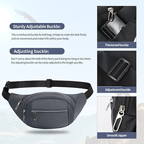 Crossbody Fanny Pack for Men&Women,Large Waist Bag & Hip Bum Bag with Adjustable Strap for Outdoors Workout Traveling Casual Running Hiking Cycling - color: Reflective Concrete Grey