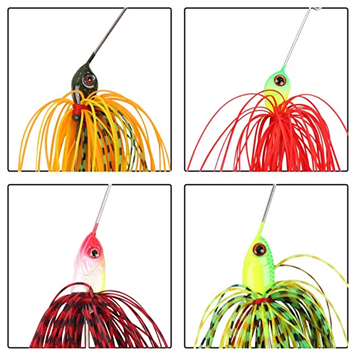 Fishing Lures Spinner Baits 6pcs Skirt Jigs Bass Lures Spinnerbaits Kit | Multicolor Blade Buzzbaits Spinner Bait Lures for Bass Trout Pike Salmon Walleye Freshwater Saltwater Fishing