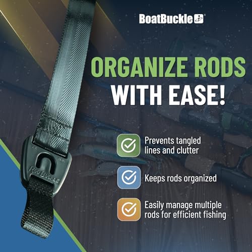 BoatBuckle Gunwale/Deck Mount Retractable Rod Tie-Down, 24-Inch Self-Retracting Fishing Rod Holder for Boats - size: 24-Inch (2-Count)