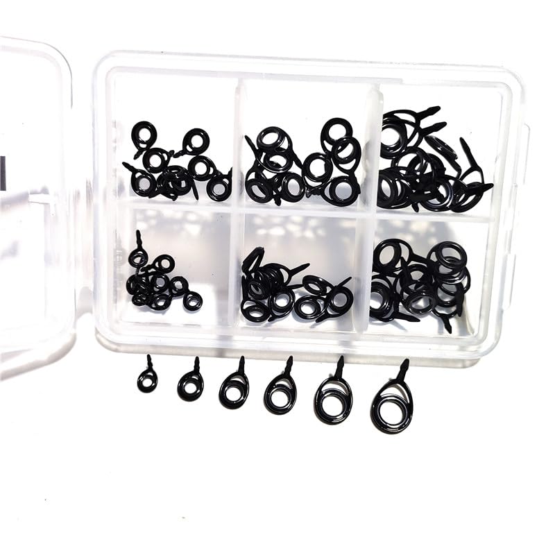 60PCS Fishing Rod Guides Repair Kit K-Series Single Foot Running Guides KT Black