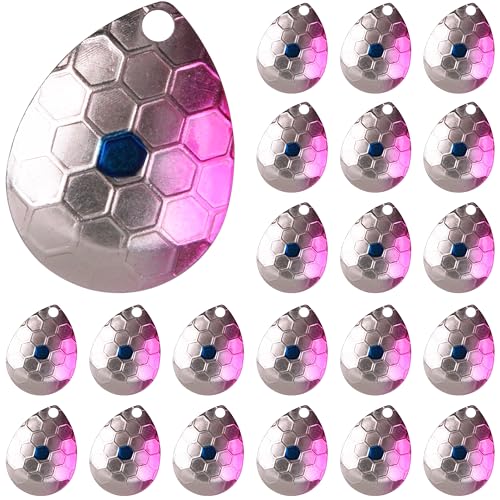 Colorado Blades Spinner Blades Lure Making Kit, 30pcs Colorful Metal Blades Easy Spin Spoons Inline Spinner Walleye Rig Making DIY Fishing Lure Making Supplies for Trout Salmon Bass Fishing - color: Hammered-Purple & Silver-30pcs