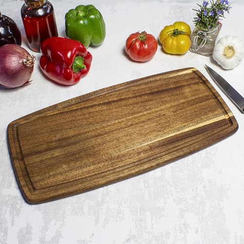TB Home Acacia Wood Cutting Board with Juice Groove, 15-3/4" x 7-7/8"