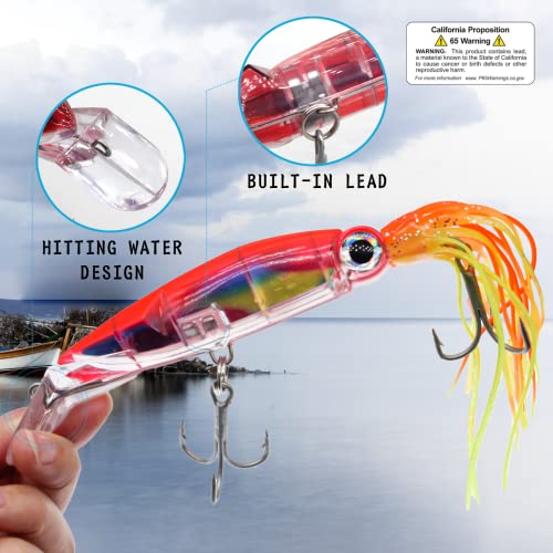 Squid Swimbait Fishing Lures - Tail Octopus Jig Head Glow Soft Plastic Lures - Trout Bass Fishing Baits Kit - color: A-octopus fishing jig 5pcs 5.51in/1.41oz