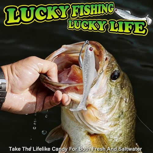 LUCKYFISHING Paddle Tail Swimbaits Soft Plastic Swimbaits Soft Baits for Bass Fishing Trout Crappie Walleye Freshwater Saltwater 10/16/20 PCS Soft Plastic Baits 4/3.5/3/2.5 Inch - color: White, size: 3.5 inch-10pcs