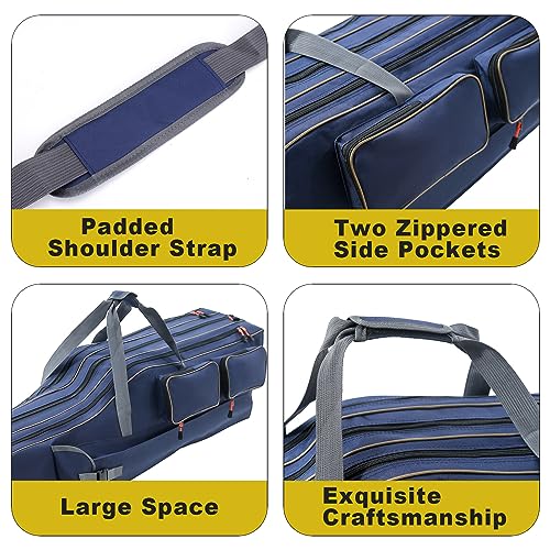 Sougayilang Fishing Rod Case Organizer Pole Storage Bag Fishing Rod and Reel Carrier Organizer for Travel - color: Blue-Length: 165cm/65in