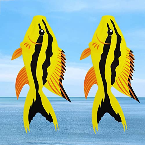 Fish Windsock | Heavy Duty Outdoor Wind Sock for Gardens, Patios, and Decks - color: yellow