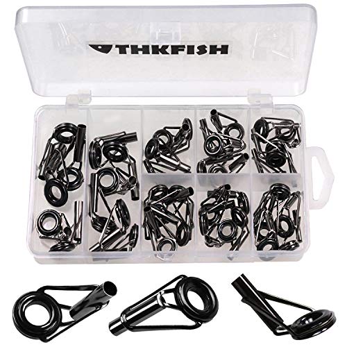 THKFISH Saltwater Rod Tip Repair Kit Heavy Duty Rod Repair Kit Stainless Steel Ceramics Fishing Rod Replacement Tips 30pcs/40pcs - color: 40PCS