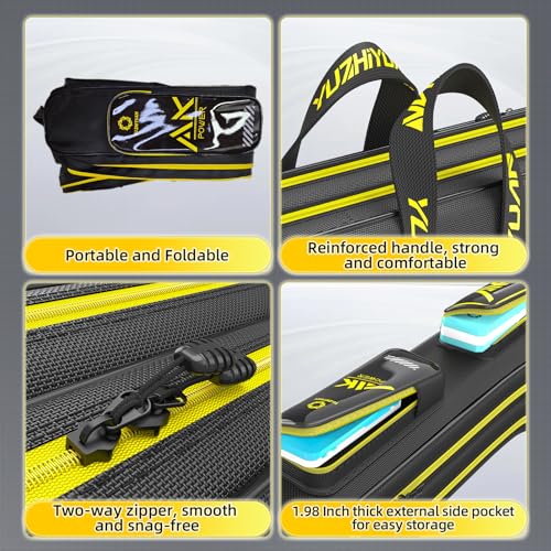 Fishing Rod Case & Bag Triple-Layer - 1680D Oxford, Wire-Reinforced Anti-Deforming, Foldable Portable, Quick-Access Compartments, Fishing Gift for Men Anglers - color: Black, size: 59.05inch, style: Double - Layer