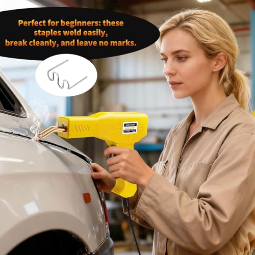 Plastic Welder, 1200PCS Staples, Plastic Welding Kit, Must Have for DIYers, Instant On/Off, Welder Kit, Bumper Repair, Portable Toolbox (Yellow) - color: Yellow