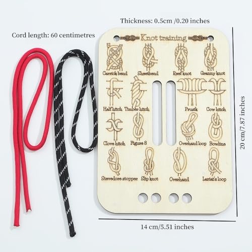 Learn Knot Training Board with Rope Learning Knot Tying Kit Learn to Tie Knots Kit, 16 Knotting Methods for Beginners, Knotting Tying Book for Outdoor Survival, Camping(2 Sets)