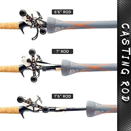 SF Fishing Rod Sock Fishing Rod Sleeve Rod Cover Braided Mesh Rod Protector Pole Gloves Fishing Tools for Spinning Fishing Rod,Casting Rod,Musky Rod, Ice Rod, Fly Rod, Spey Rod - color: Gray-orange-2pcs, size: Fit Spinning Rod 6-1/2 FT to 7-1/2 FT