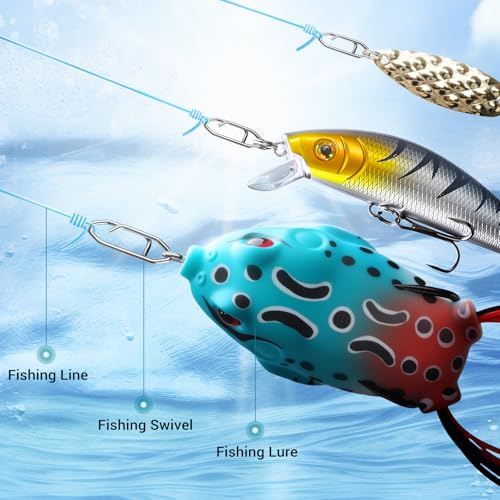 300Pcs Fishing Swivels in 5 Sizes, Fishing Speed Clips for Fishing Lures with A Storage Box, Micro Swivels for Fly Fishing, High Strenth Stainless Steel for Saltwater Fishing