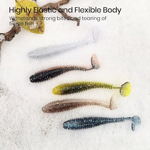 Pristis SwingShad, 35 pcs 3'' Paddle Tail Swimbaits, Soft Plastic Fishing Lures for Bass Crappie Smallmouth, Durable Swim Baits Sinking Swimmer Kit for Saltwater Freshwater Texas Carolina Fitness Rig - color: American Shad
