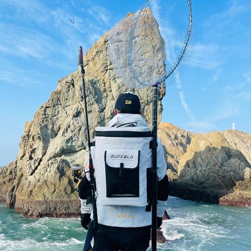 Buffalo Gear Fish Cooler Backpack 32Qt Waterproof Fishing Backpack Cooler Portable Fish Bag, Keep Ice Cold More Than 24 Hours - color: White-22qt