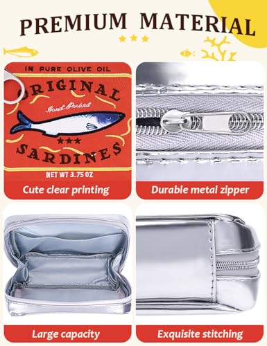 Cessfle Canned Sardines Makeup Bag, Funny Sardine Tin Fish Cosmetic Bag, Creative Cute Makeup Bag Kawaii Pencil Case Pouch, Coquette Make up Pouch for Women - color: Orange