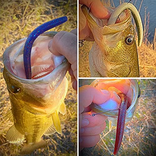 30/50/78/100Pcs Senko Worms Kit – 4"/5" Soft Plastic Fishing Lures with Salt Impregnation for Bass Fishing - color: Multi Colors A, size: 4 inch