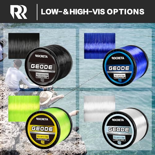 Geode Monofilament Fishing Line - Premium Resistant Nylon Mono Fishing Line 3-100lb - Superior Freshwater & Saltwater Mono Leader Materials 500/1200/2400yds - color: BLACK, size: 50LB(500YDS)
