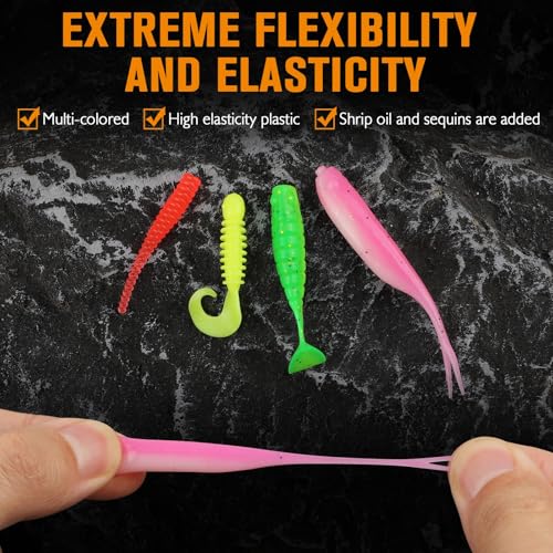 Dovesun Crappie Lures with Jig Heads Kit, Soft Plastic Grubs-Tube Baits 1/8oz 1/16oz 1/32oz Crappie Jigs Walleye Trout Bass Crappie Baits 95-120pcs - color: C-110PCS-Crappie Lures(small)