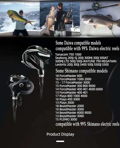 Electric Reel Cable. 4.9FT Rust-Proof Material. Compatible with Shimano&Daiwa Tanacom Seaborg Electric Reel