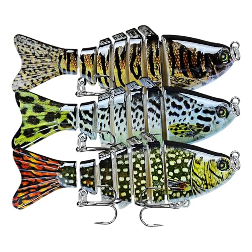 Keenjorika Fishing Lures Multi Jointed Fish Fishing Kits, Slow-Sinking Lifelike Segmented Swimbait Crankbaits, Realistic Swimming Action for Bass, Trout, Pike & Walleye, Freshwater and Saltwater - color: 3 Pack-Style 2