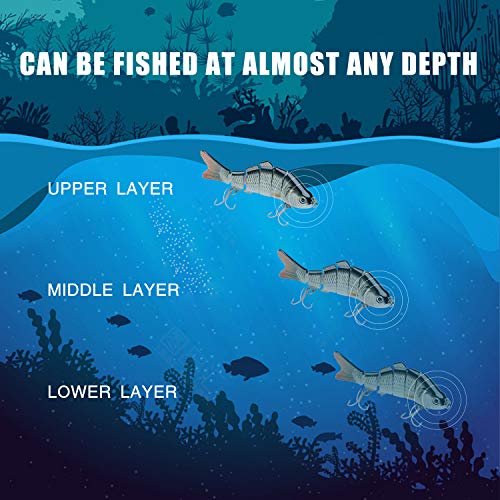 TRUSCEND Swimmax Easy Catch Fishing Lures with BKK Hooks, Wiggling, Vibrating, Rattling and Gurgling for More Bites, Heavy-Duty Dyneema Fiber Jointed Swimbaits for Bass, Trout, Crappie, Walleye, Pike - color: A-4",0.7oz