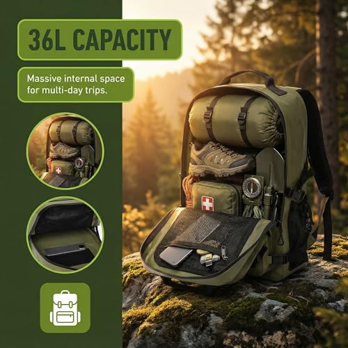 Miramrax Dry Bag Waterproof Backpack 30L Tactical Backpack for Kayaking Hiking Boating Paddle Boarding Travel Beach (Army Green) - color: Army Green