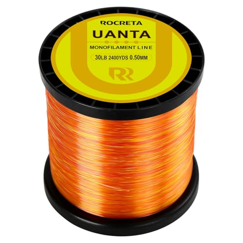 UANTA Monofilament Fishing Line, Superior Abrasion Resistance Mono Line, Ultimate Saltwater Fishing Line Leader Materials, 2025 New Fishing Line Unique Camo Design - color: LAVA, size: 15LB(300YDS)