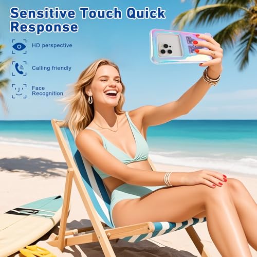 Waterproof Phone Pouch Floating, IPX68 Waterproof Phone Case with Lanyard for iPhone 17 16 15 Pro Max Samsung S26 S25 S24 S23, Up to 7 Inch, Beach Vacation Essentials, Iridescent Purple Letter - color: Iridescent Purple Letter