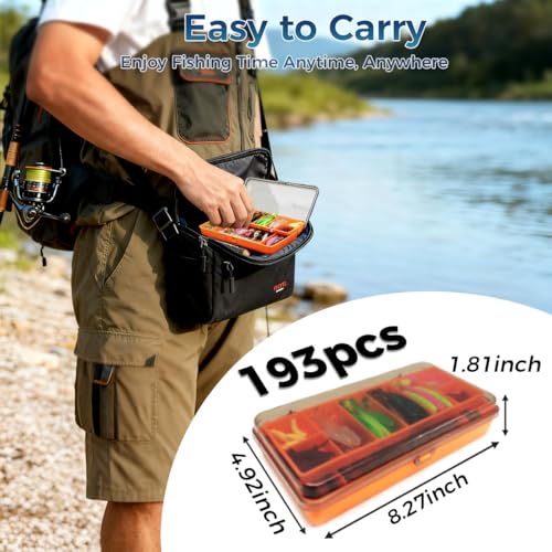 Fishing Lures - Fishing Kit Included 193Pcs Fishing Accessories and Tackle Box, Frogs, Minnows, Soft Baits, Hooks & Weights Accessories Gear Gift for Men Freshwater Bass Trout - size: 193Pcs-1