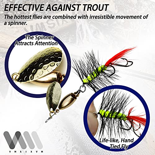Trout Lures Fishing Spinnerbaits, Rooster Bait Tail Hard Metal Brass Spinner Baits Trout Fishing Lures for Bass Salmon Pike Freshwater Saltwater - color: A4-W70-6pcs-3/8oz